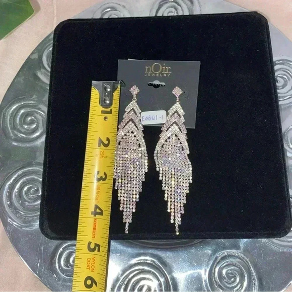 Dangle Earrings Noir rhinestone - Picture 3 of 7